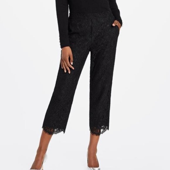 Draper James Black Lace Fully Lined Cropped Pull-On High Waist Pants womens XXL - Picture 4 of 17